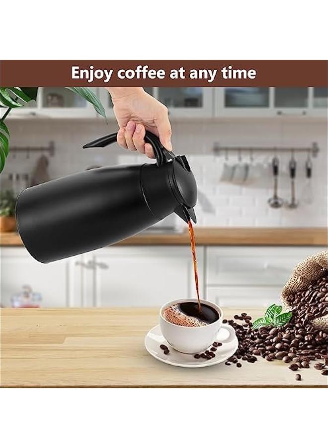 68Oz Thermal Coffee Carafe, Insulated Stainless Steel Double Walled Vacuum Flask/Thermos with Press on Top, Coffee Carafe Drink Dispenser for Coffee,Tea,Beverage, Black