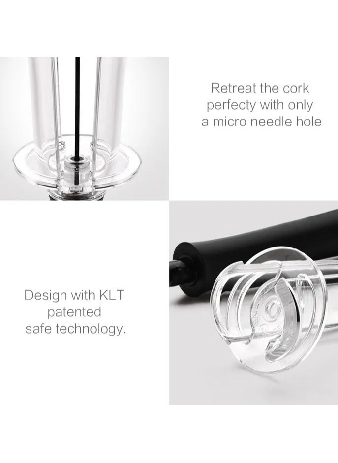 Manual Wine Opener, Stainless Steel Corkscrew, Safe Pumping Technology, Cork Removal with Micro Needle Hole, Black