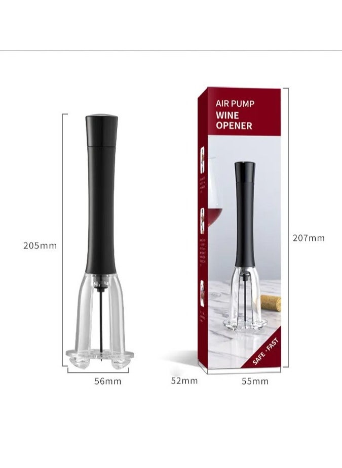 Manual Wine Opener, Stainless Steel Corkscrew, Safe Pumping Technology, Cork Removal with Micro Needle Hole, Black