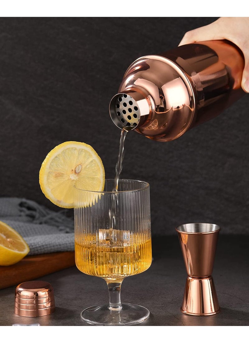 Liying Stainless Steel Cocktail Shaker 500ml, Drink Mixer with Built-in Strainer for Mixing Drinks Margaritas (Rose Gold)