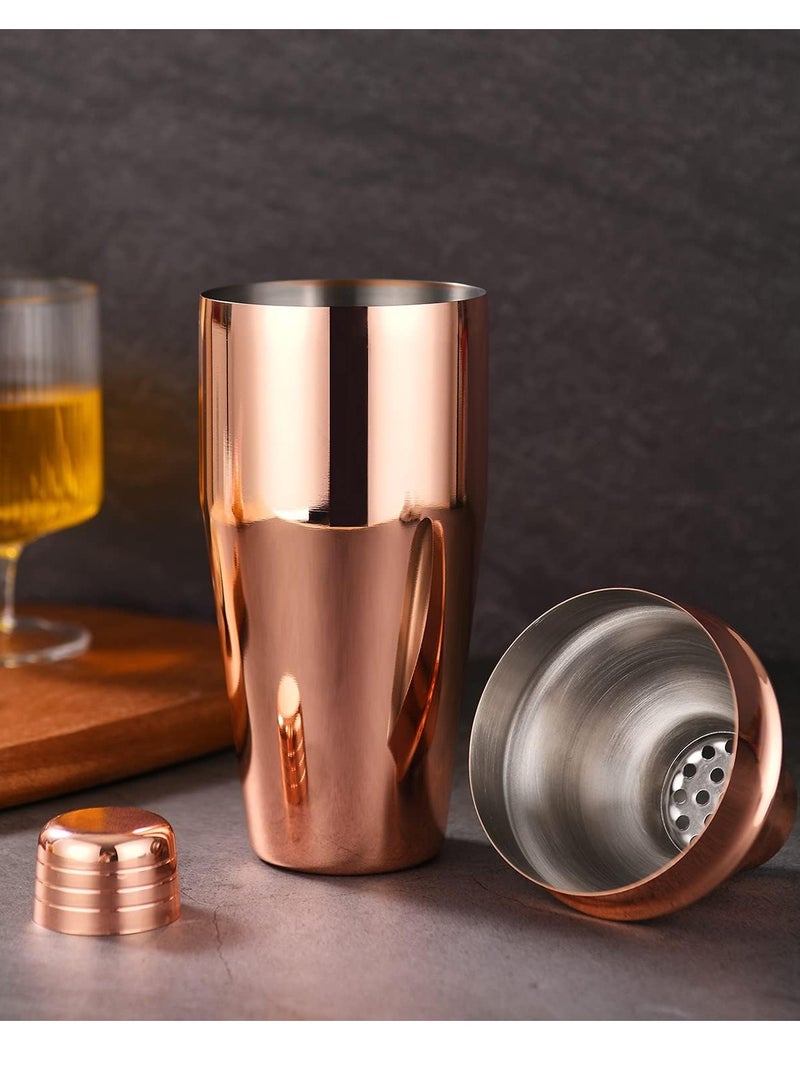 Liying Stainless Steel Cocktail Shaker 500ml, Drink Mixer with Built-in Strainer for Mixing Drinks Margaritas (Rose Gold)