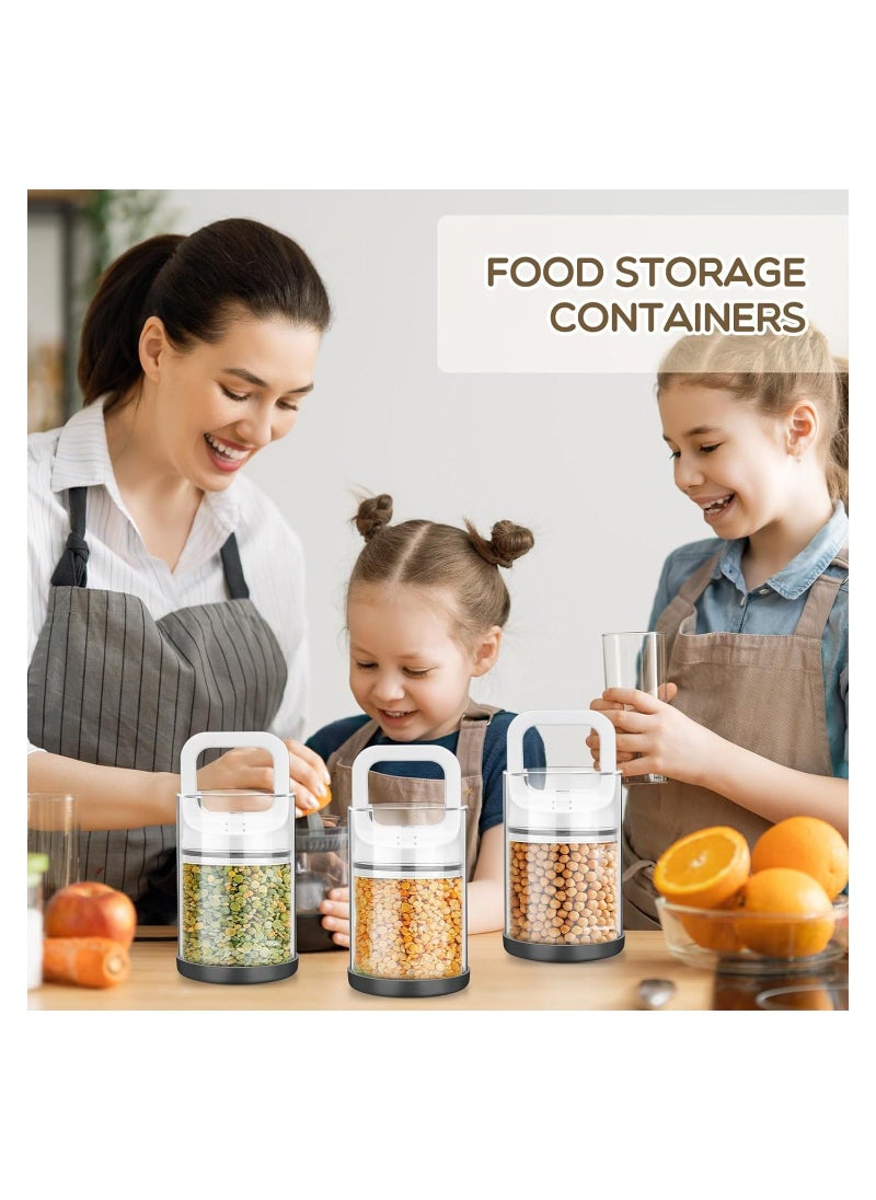 Glass Airtight Food Storage Containers, 3 Pcs 32 oz Storage Containers for Kitchen, Coffee Beans Cereals Cookie Noodles Nuts Airless Canister, with Airtight Lid Airless Canister(White)