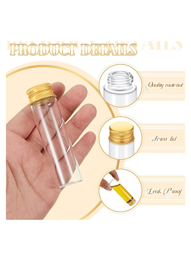 100 Pcs Vials Clear Mini Glass Bottles, Tiny Jars with Screw Aluminum Metal Cap, Empty Small Bottles with Lids, DIY Sample Containers for Powder Cream Cosmetic Jewelry Wedding (Gold Caps, 20 ml)