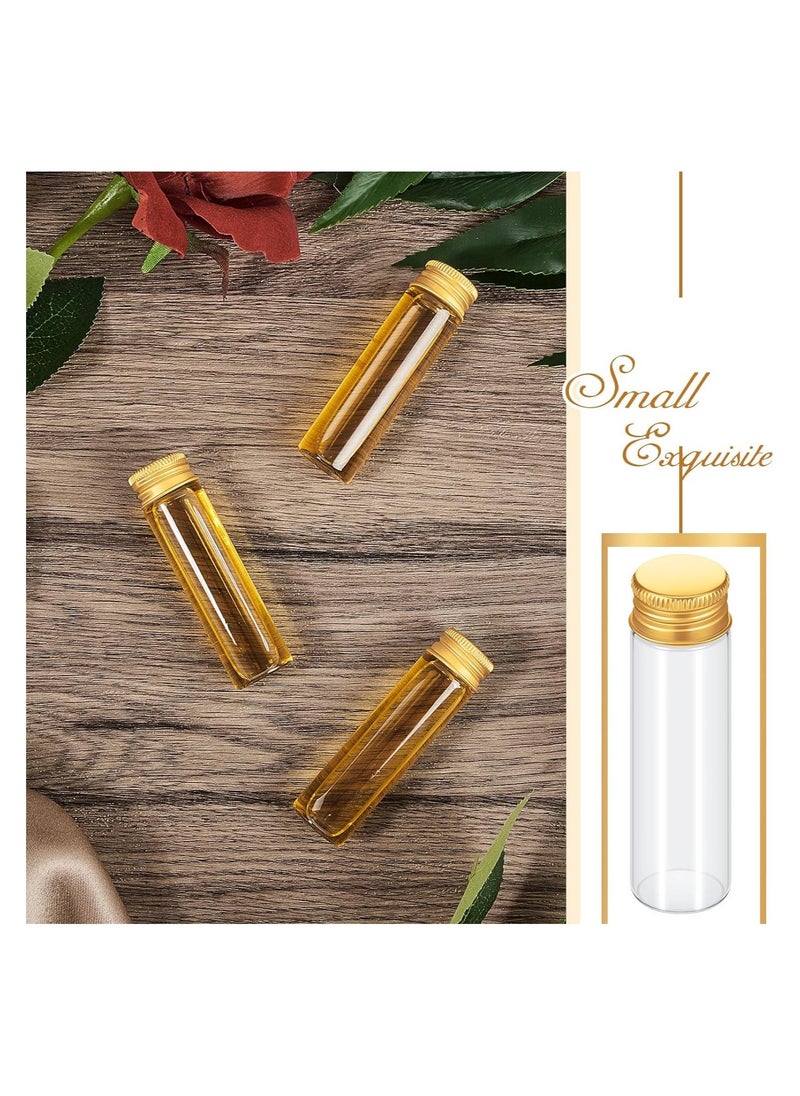 100 Pcs Vials Clear Mini Glass Bottles, Tiny Jars with Screw Aluminum Metal Cap, Empty Small Bottles with Lids, DIY Sample Containers for Powder Cream Cosmetic Jewelry Wedding (Gold Caps, 20 ml)