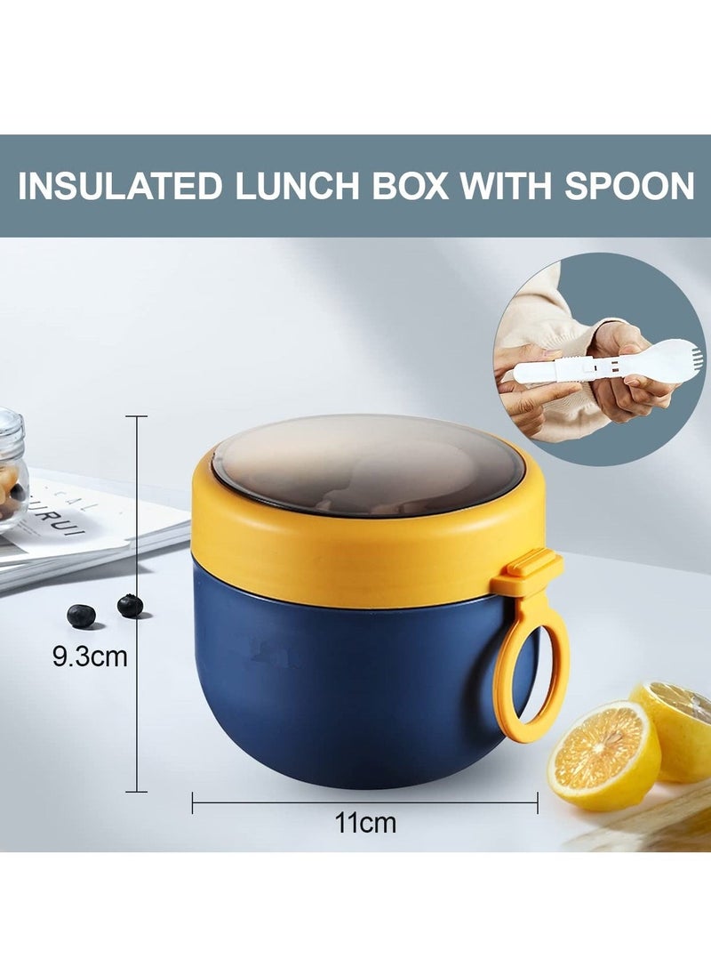 Food Jar For Kids with Foldable Spoon Vacuum Insulated Stainless Steel Thermal Food Container Food Thermos Soup Cup Leak Proof Hot Cold Food for School Office Picnic Travel Outdoors