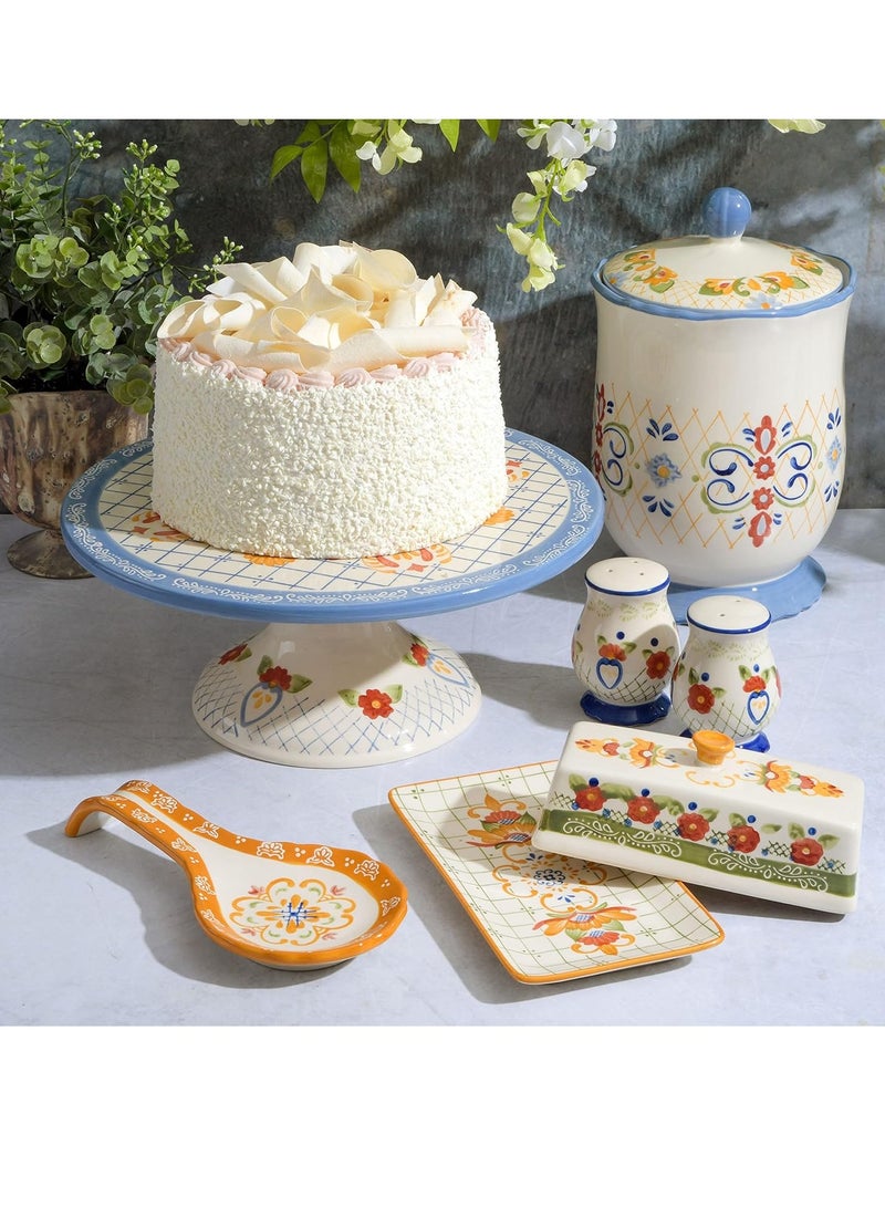 Laurie Gates by Gibson Hand Painted Tierra Mix and Match Dinnerware Set, Canister w/Lid (2.7qt)