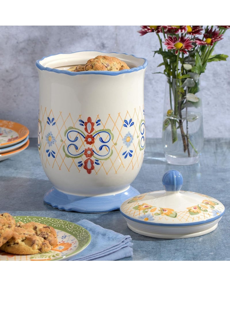 Laurie Gates by Gibson Hand Painted Tierra Mix and Match Dinnerware Set, Canister w/Lid (2.7qt)