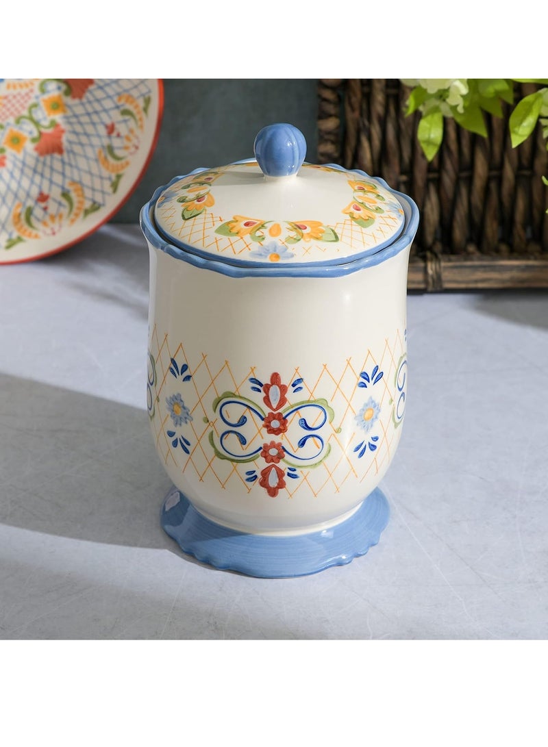 Laurie Gates by Gibson Hand Painted Tierra Mix and Match Dinnerware Set, Canister w/Lid (2.7qt)