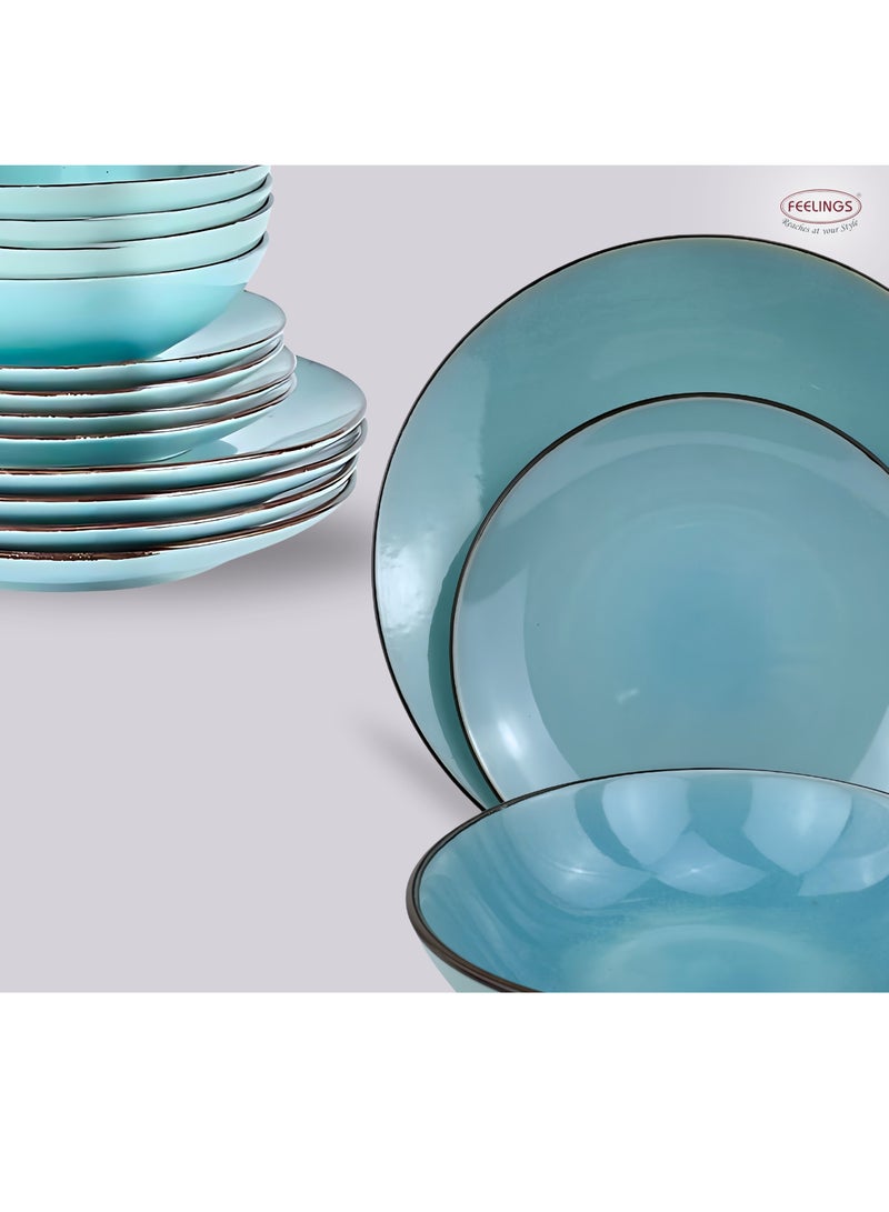 FEELINGS DINNER SET STONEWARE CERAMIC 12 PCS - SKY BLUE