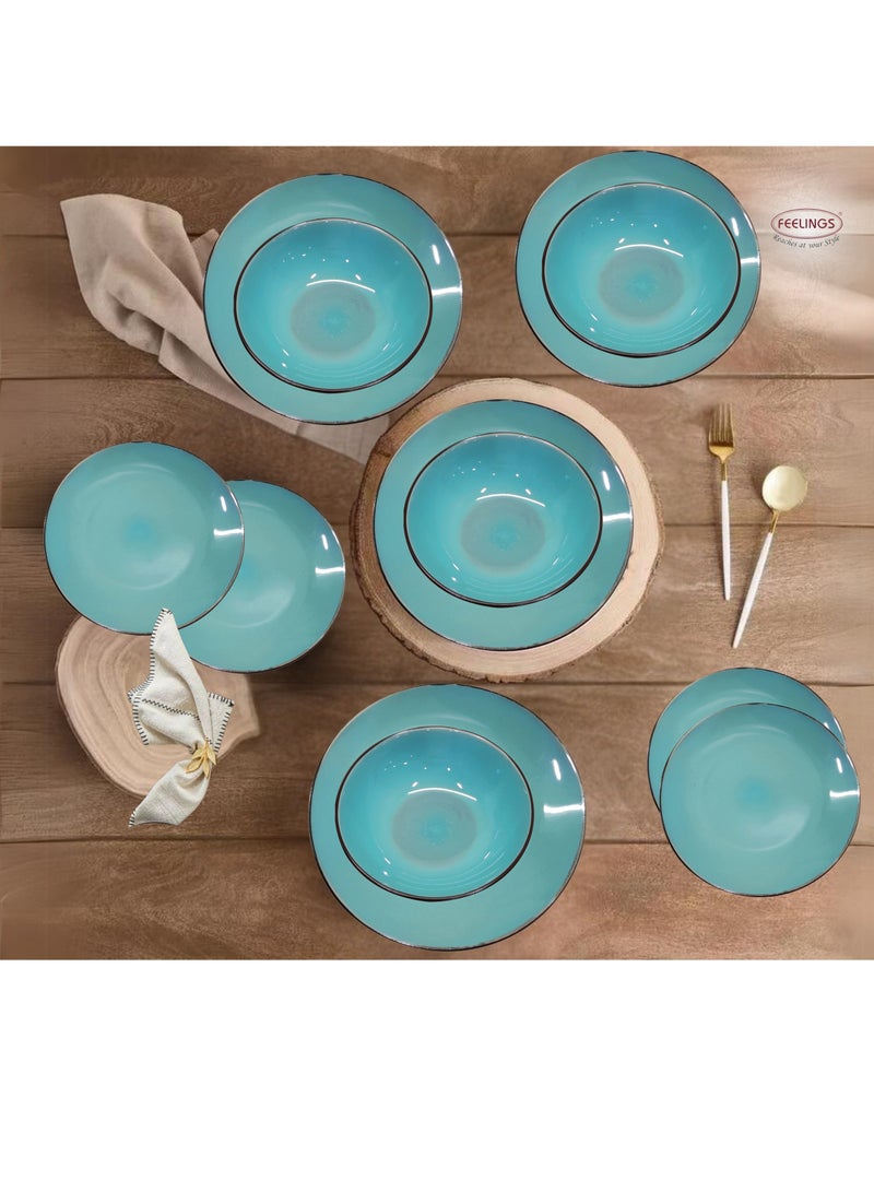 FEELINGS DINNER SET STONEWARE CERAMIC 12 PCS - SKY BLUE