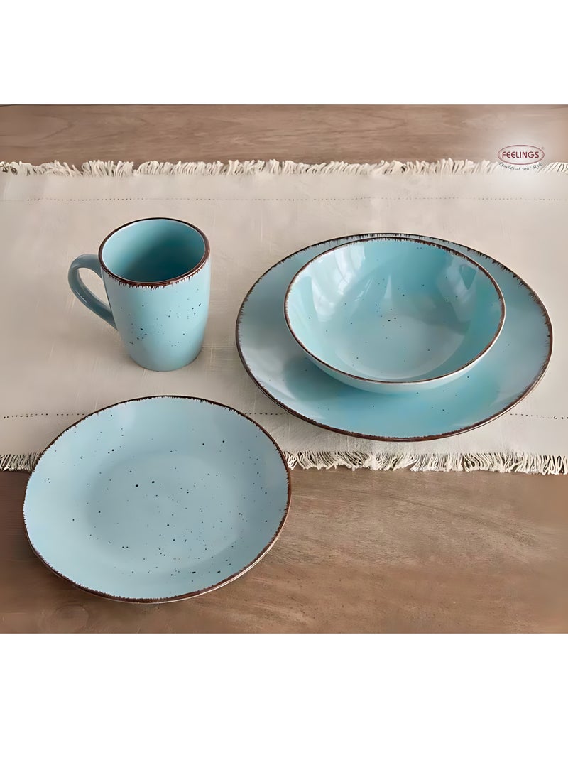 FEELINGS DINNER SET STONEWARE CERAMIC 16 PCS - SKY BLUE