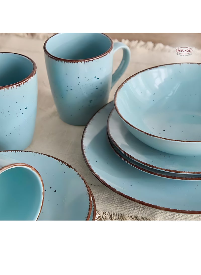 FEELINGS DINNER SET STONEWARE CERAMIC 16 PCS - SKY BLUE