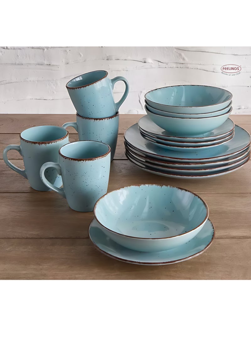 FEELINGS DINNER SET STONEWARE CERAMIC 16 PCS - SKY BLUE