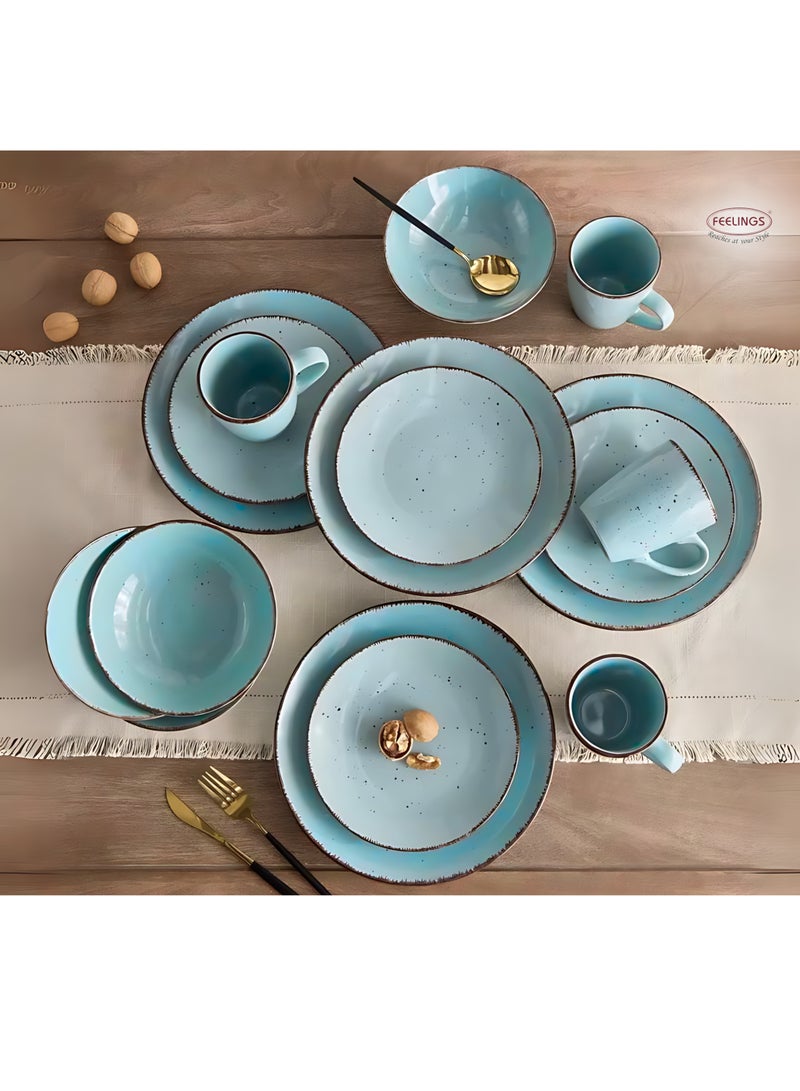 FEELINGS DINNER SET STONEWARE CERAMIC 16 PCS - SKY BLUE