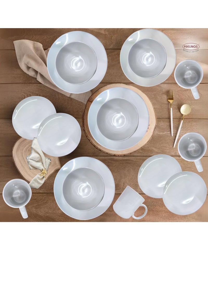 FEELINGS DINNER SET STONEWARE CERAMIC 16 PCS - WHITE