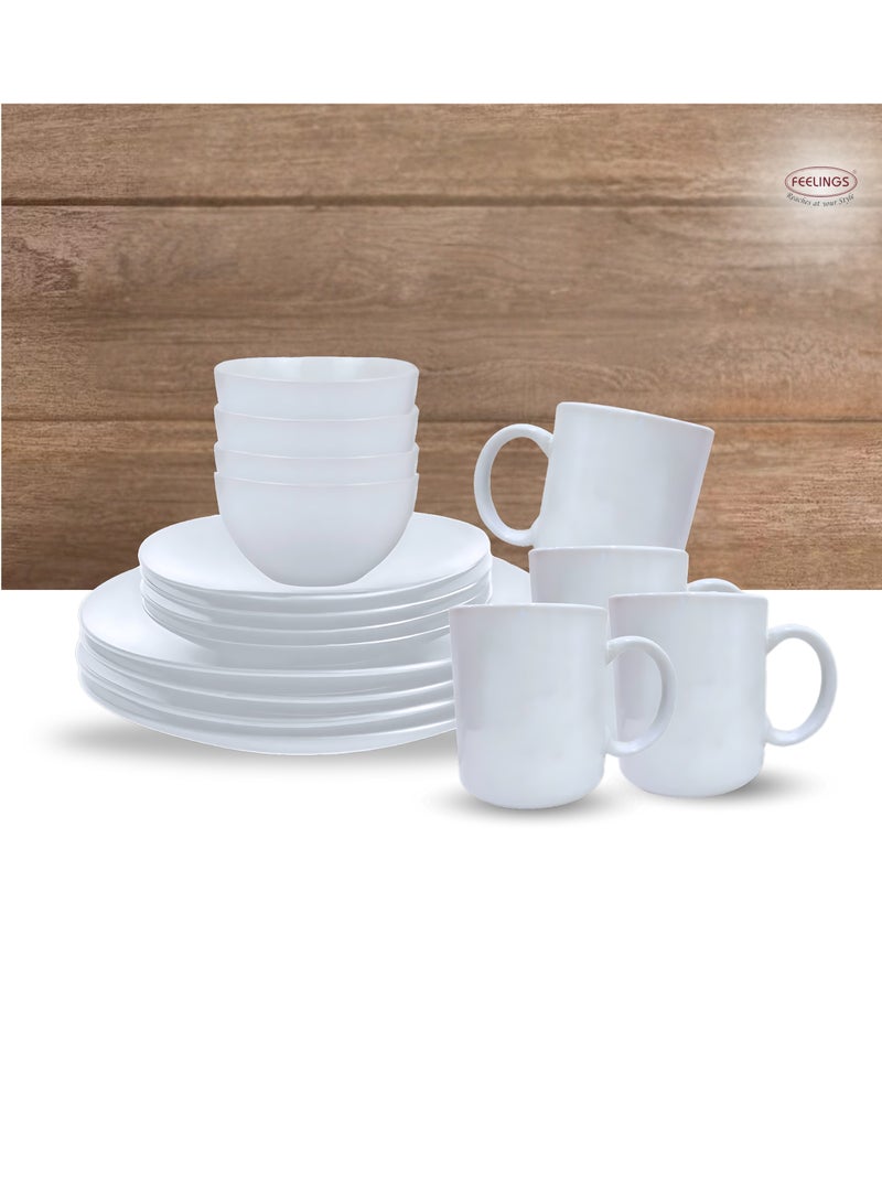 FEELINGS DINNER SET STONEWARE CERAMIC 16 PCS - WHITE