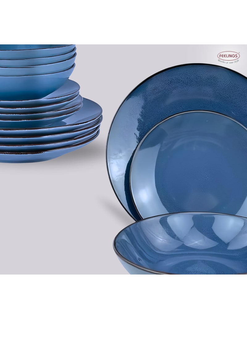 FEELINGS DINNER SET STONEWARE CERAMIC 12 PCS - BLUE