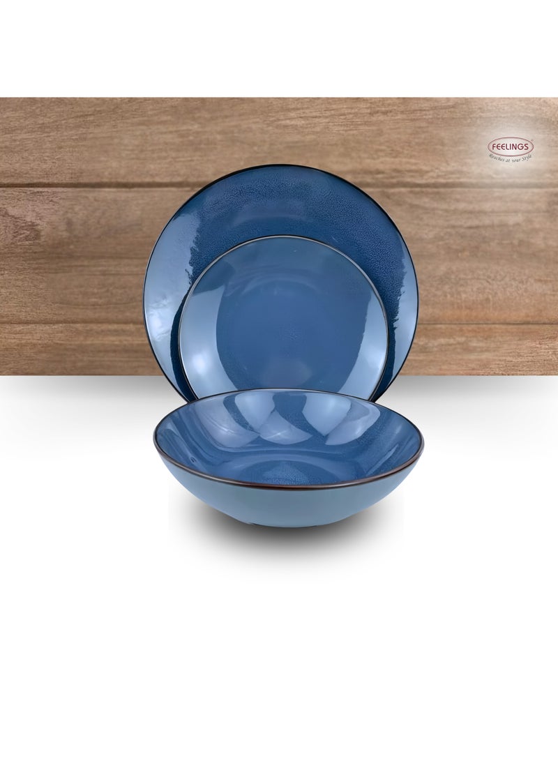 FEELINGS DINNER SET STONEWARE CERAMIC 12 PCS - BLUE