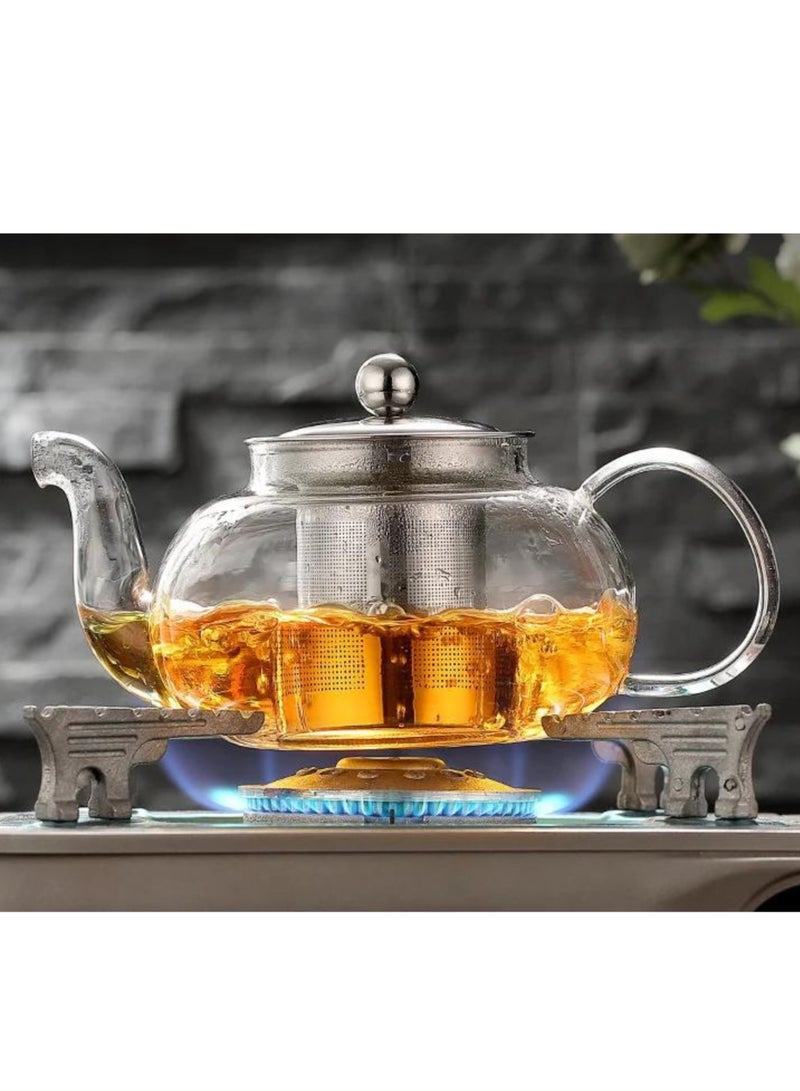 Borosilicate Glass Teapot 1500 ML with Heart Shape Tea Warmer and Double Wall Glass 80 ML (6 Pcs)