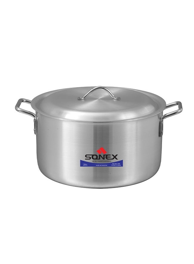 Sonex Cooking Pot, Versatile Kitchen Essentials, Stainless Steel Handle For Firm Grip, Heavy Gauge, Easy Cleanup, High Quality Metal Finish, Durable Long Lasting Construction, (38.5 cm & 24 Ltr)