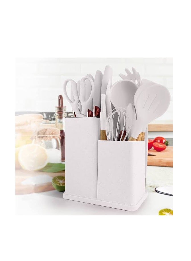 Kitchen Utensil Sets Little Kitchen Utensils Set Silicone Gel Tools With Wooden Handle, Cooking Utensils Set 19 Pieces For Home Cooks