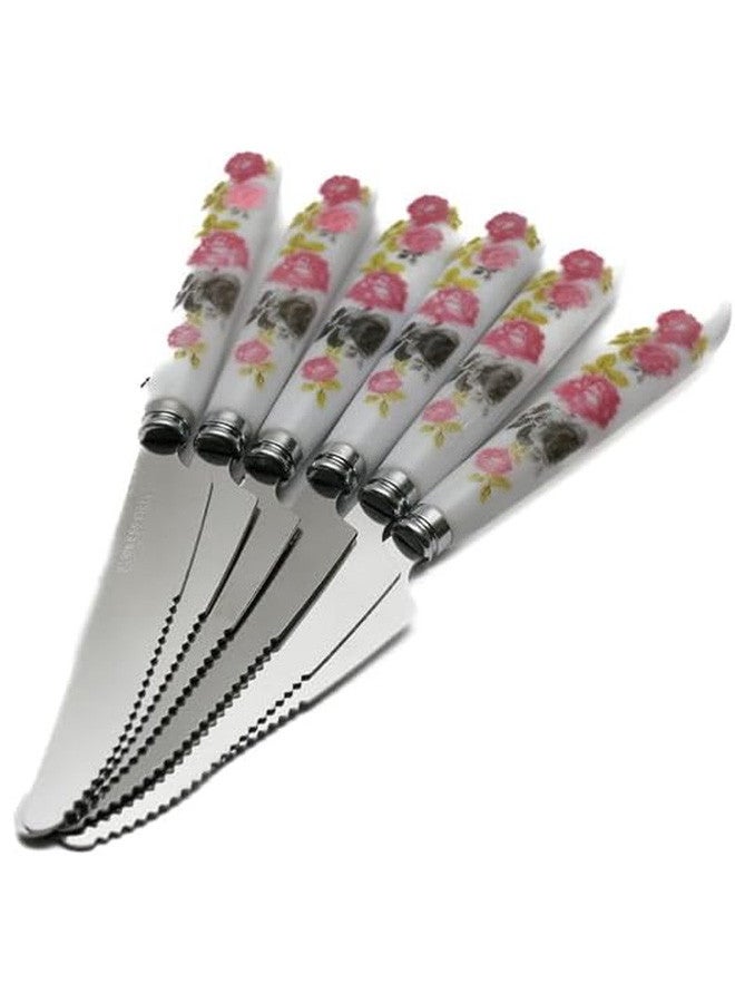 6Pcs/ Kitchen Tool Fashion Stainless Steel Knives Fruit Knife/Cake Dessert Fork Tableware B 17x1.5x1.5 Cm Multicolour