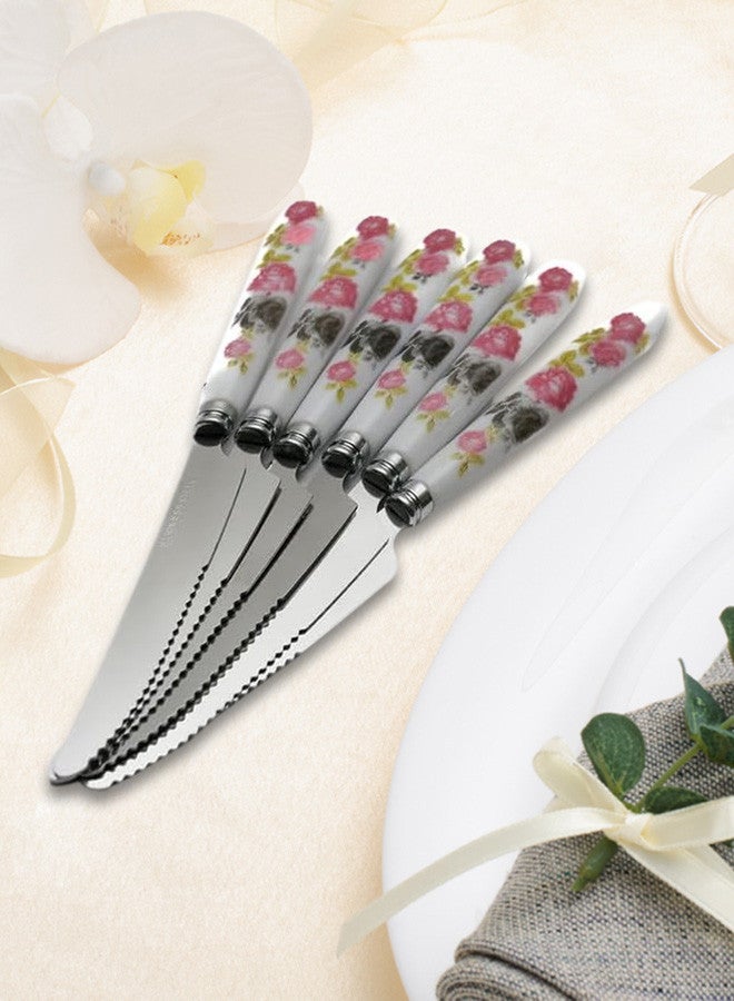 6Pcs/ Kitchen Tool Fashion Stainless Steel Knives Fruit Knife/Cake Dessert Fork Tableware B 17x1.5x1.5 Cm Multicolour