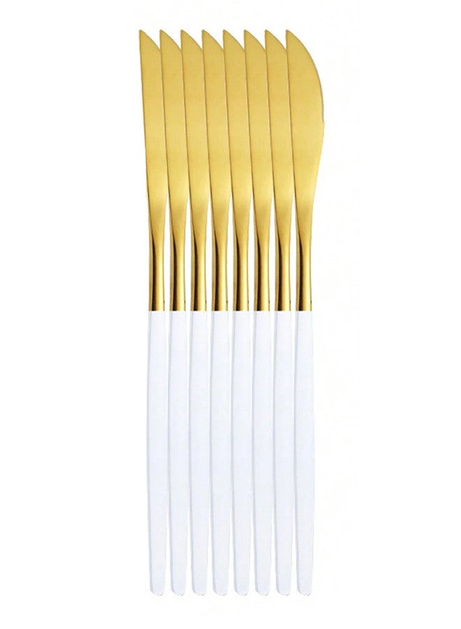 Stainless Steel Appetizer/Salad/Dessert Knives Set Of 6 18x1.5x0.3 Cm Golden White