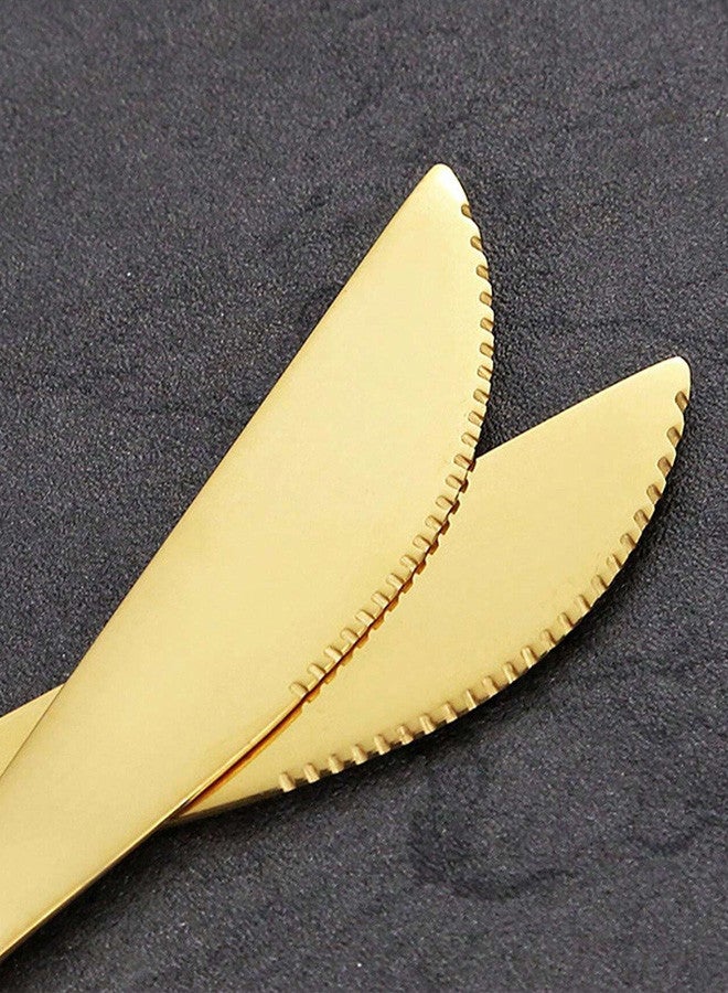 Stainless Steel Appetizer/Salad/Dessert Knives Set Of 6 18x1.5x0.3 Cm Golden White