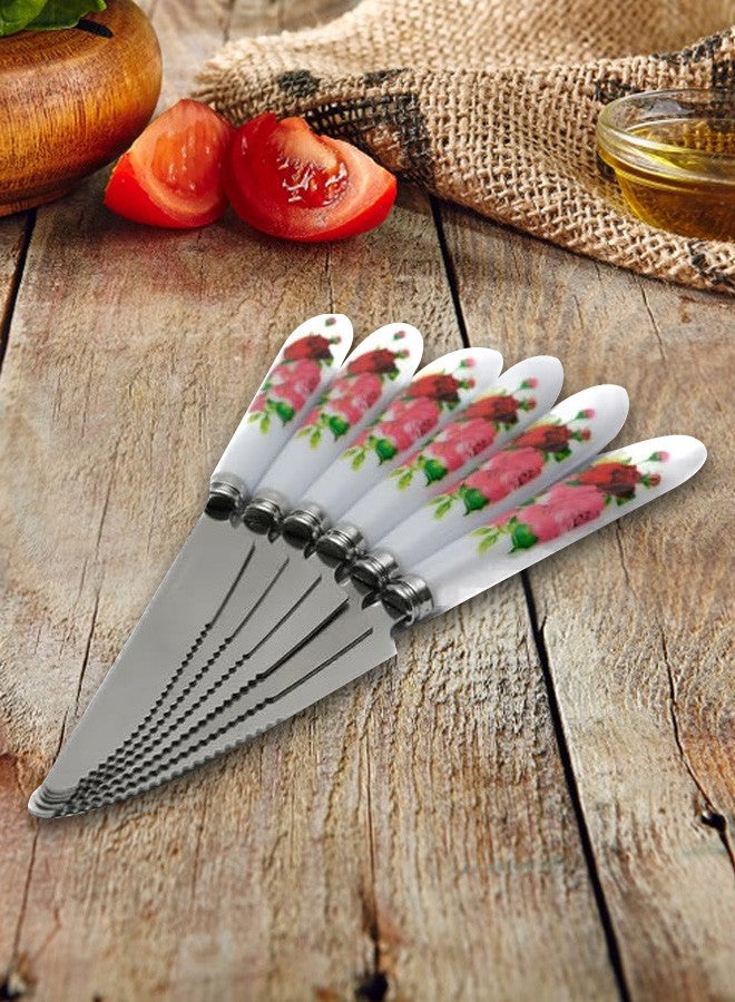 6Pcs/ Kitchen Tool Fashion Stainless Steel Knives Fruit Knife/Cake Dessert Fork Tableware A 17x1.5x1.5 Cm Multicolour