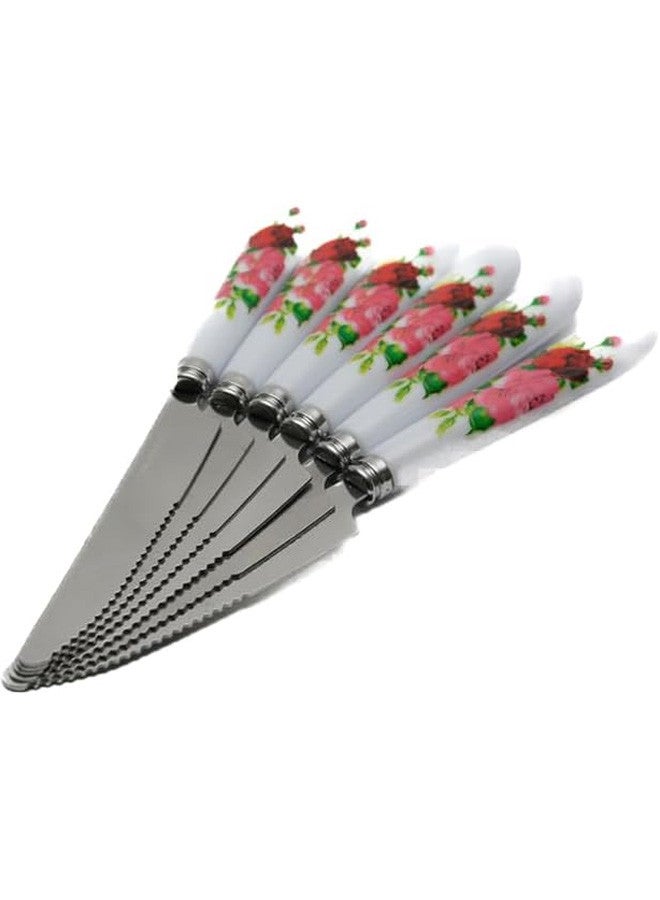 6Pcs/ Kitchen Tool Fashion Stainless Steel Knives Fruit Knife/Cake Dessert Fork Tableware A 17x1.5x1.5 Cm Multicolour