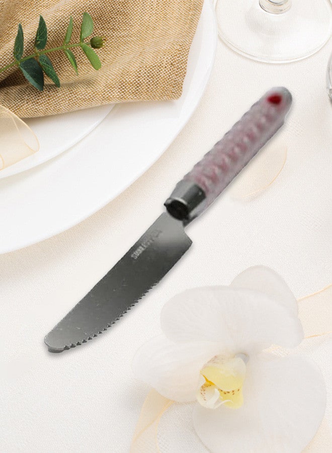 6 Pcs Plastic Handle Knives Server Set Red 17x1.5x1.5 Cm