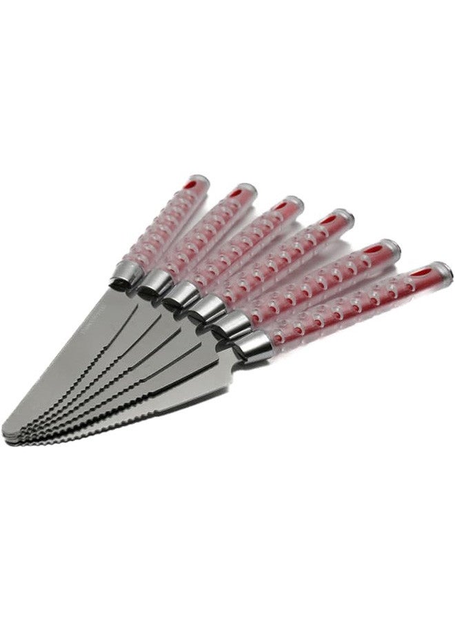 6 Pcs Plastic Handle Knives Server Set Red 17x1.5x1.5 Cm