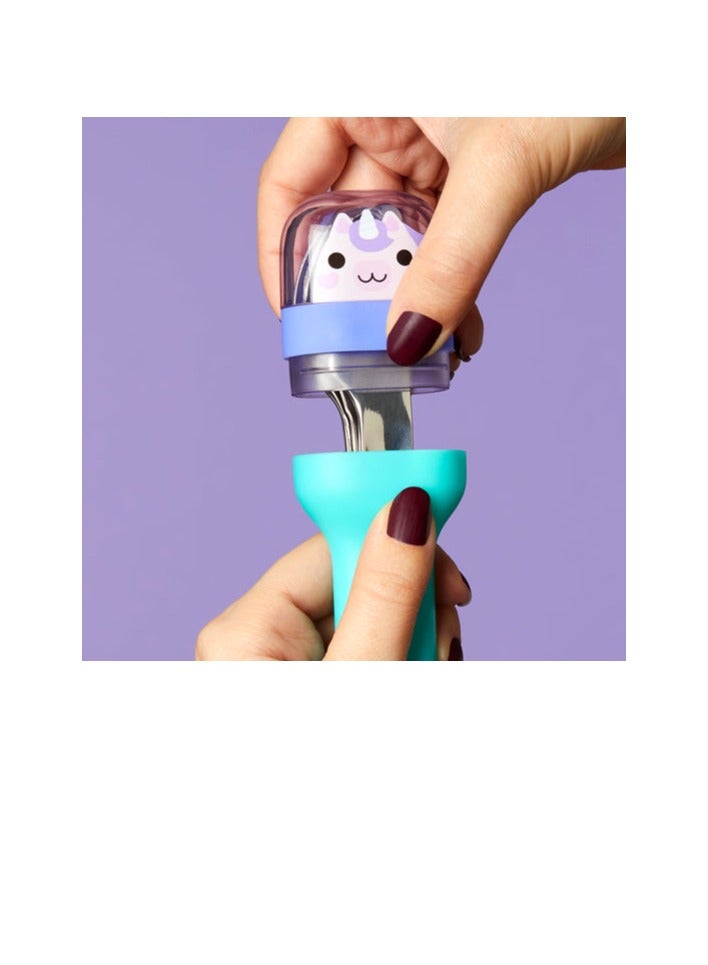 Zoku Pocket Neatly Nesting Set of 3 Utensils has a Spoon, Fork and Knife, Made of Durable Stainless Steel and Stow. BPA and Dishwasher Free. Shark