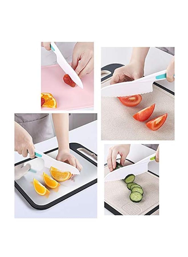 Plastic Fruit Knife 3Pcs Kids Nylon Safety Kitchen Cooking Baking Knives for Cake Bread Lettuce Salad and Vegetable(Mixed Color)