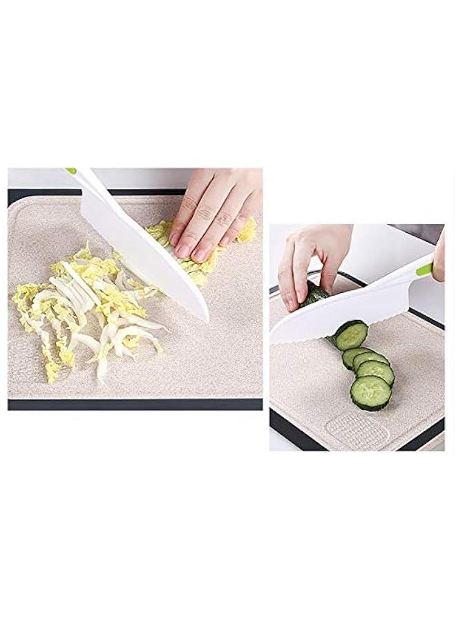 Plastic Fruit Knife 3Pcs Kids Nylon Safety Kitchen Cooking Baking Knives for Cake Bread Lettuce Salad and Vegetable(Mixed Color)