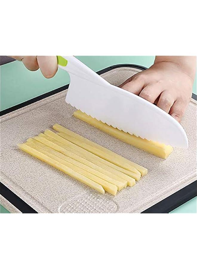 Plastic Fruit Knife 3Pcs Kids Nylon Safety Kitchen Cooking Baking Knives for Cake Bread Lettuce Salad and Vegetable(Mixed Color)