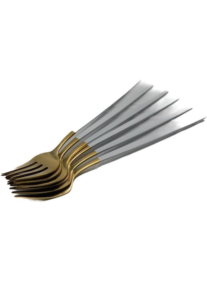 Stainless Steel Appetizer/Salad/Dessert Forks Set Of 6 18x2x0.3 Cm Golden White