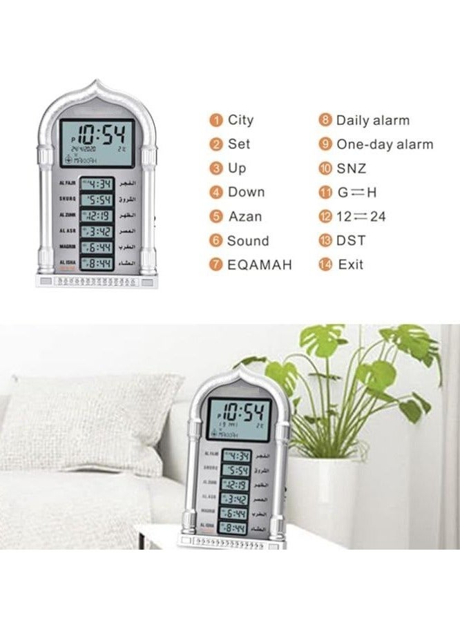 Large Muslim Islamic Prayer Clock Praying Azan Alarm Wall Clock With World Time Function Mosque Prayer Clock Islam Worldwide Prayer Time