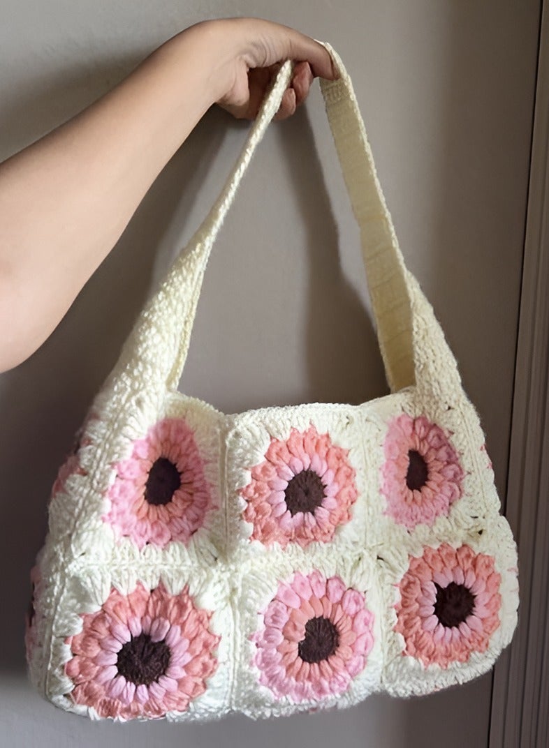 Viral On Instagram Granny Square Handbag In Cute Pink