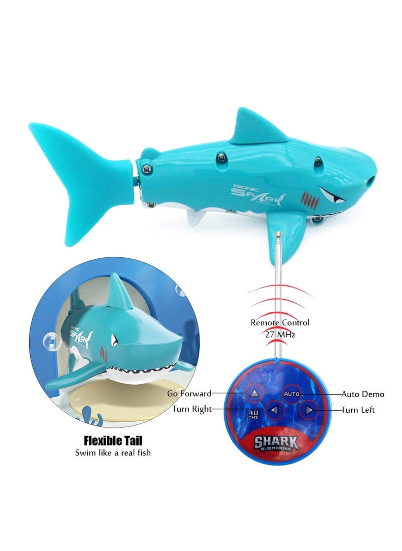 Mini Remote Control Toy, Electric RC Fish Boat, RC Shark Mini Radio Remote Control, Shark Swim in Water for Swimming Pool Water Tank Kids Birthday Gifts (Blue)