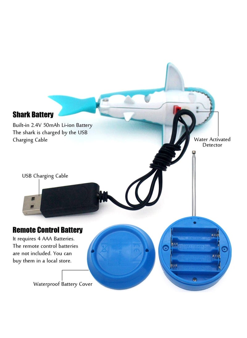 Mini Remote Control Toy, Electric RC Fish Boat, RC Shark Mini Radio Remote Control, Shark Swim in Water for Swimming Pool Water Tank Kids Birthday Gifts (Blue)