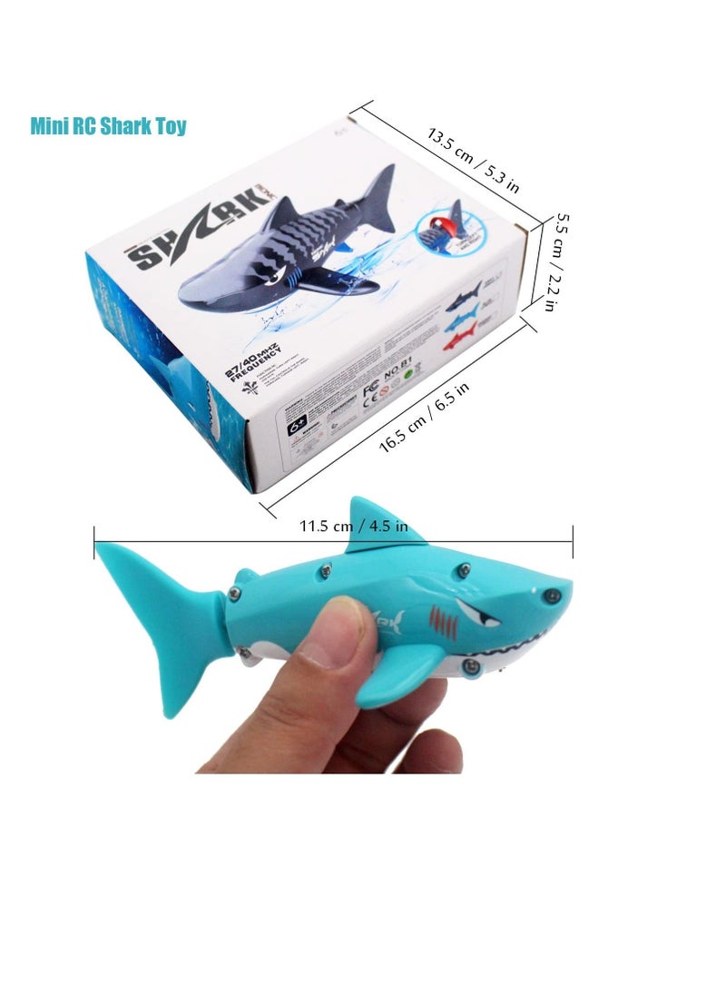 Mini Remote Control Toy, Electric RC Fish Boat, RC Shark Mini Radio Remote Control, Shark Swim in Water for Swimming Pool Water Tank Kids Birthday Gifts (Blue)