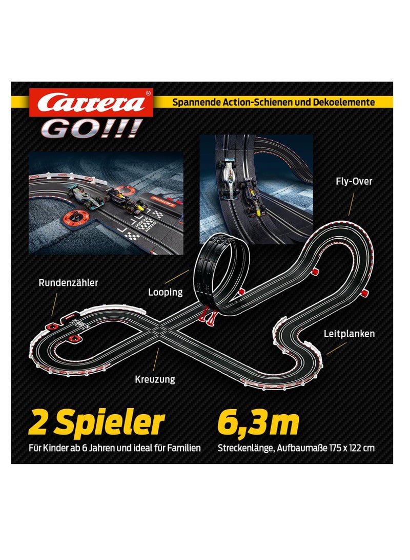 Max Performance Formula 1 Race Track Set | Mercedes vs Red Bull Racing | 6.3 m Race Track for 2 Players | Expandable with Looping & Crossing | Perfect Gift for Ages 6+