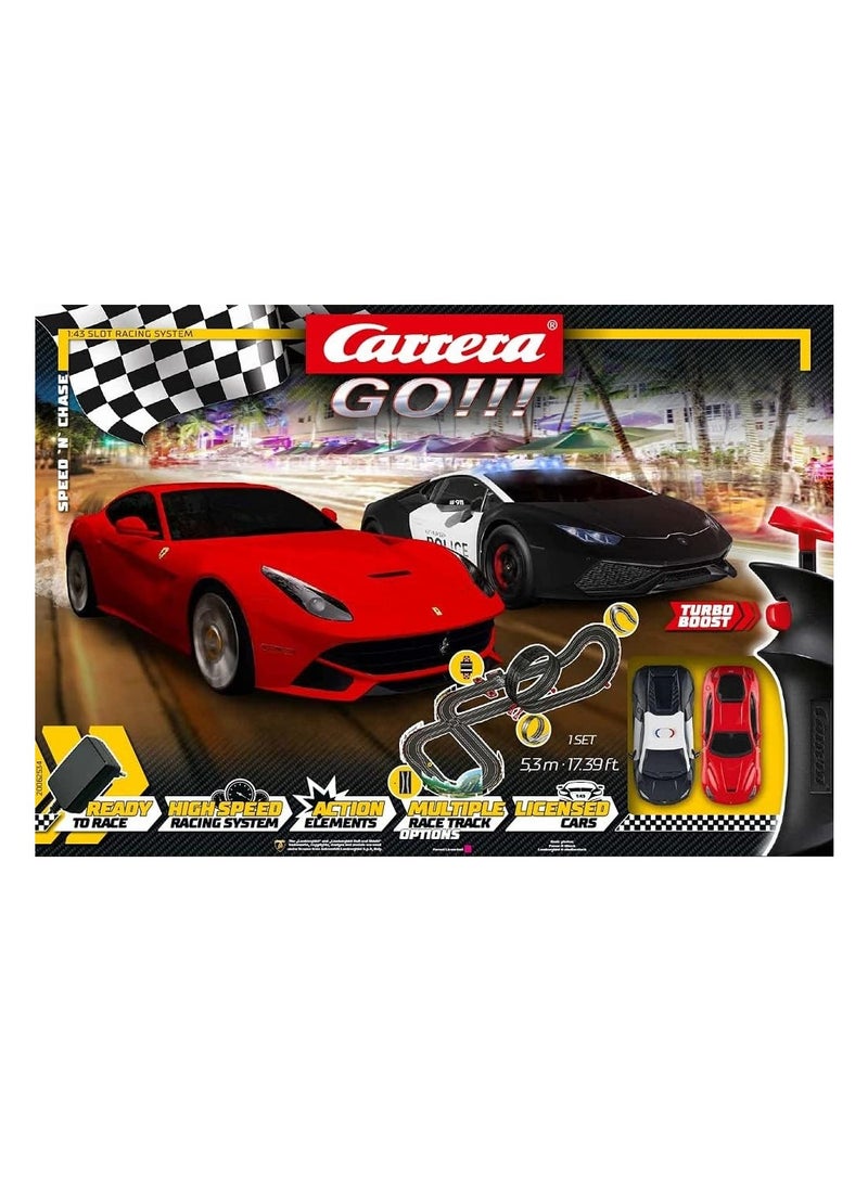 Speed 'N' Chase Police Race Track Set Lamborghini and Ferrari | 5.3 Meter Track for Thrilling High-Speed Races