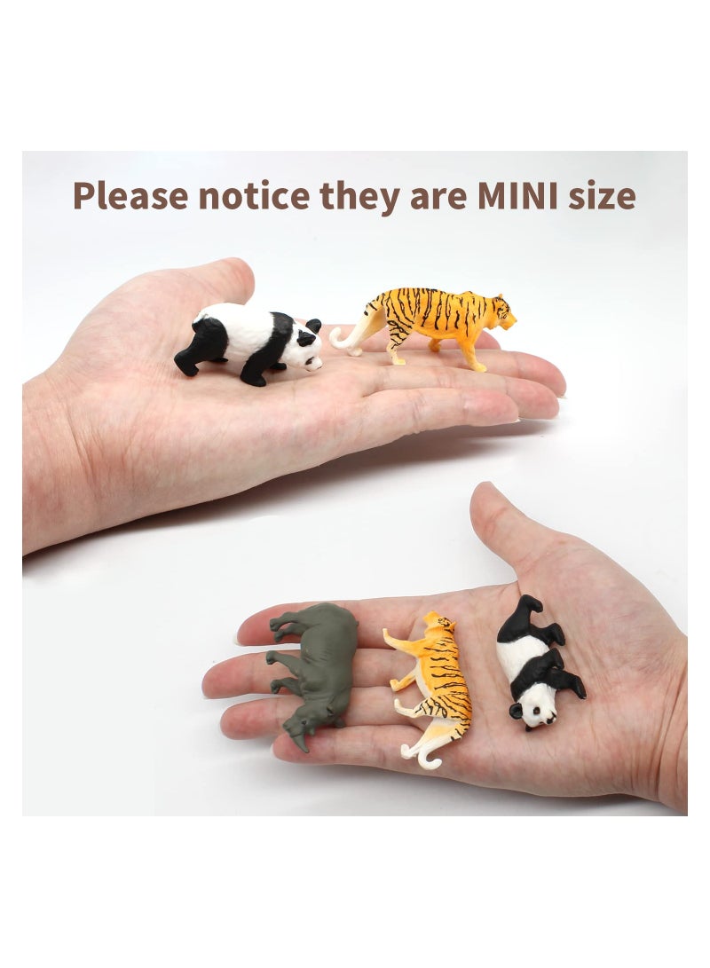 Mini Animal Figures Toy, 12PCS Plastic Tiny Forest Jungle Zoo Will Animal Figurines Cake Toppers Party Favor for Kids