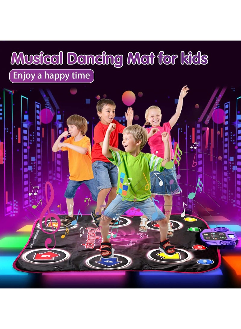 Dance Mat Toys Kids, with Light-up 6-Button Wireless Bluetooth Built in Music, Music Dance with 5 Game Modes, Dance Toys Gifts, Birthday Xmas Gifts for Kids 3 4 5 6 7 8 9 10+ Girls Boys