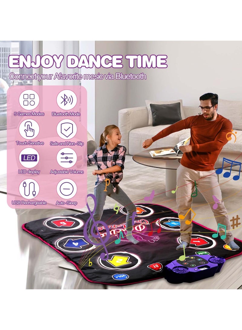 Dance Mat Toys Kids, with Light-up 6-Button Wireless Bluetooth Built in Music, Music Dance with 5 Game Modes, Dance Toys Gifts, Birthday Xmas Gifts for Kids 3 4 5 6 7 8 9 10+ Girls Boys