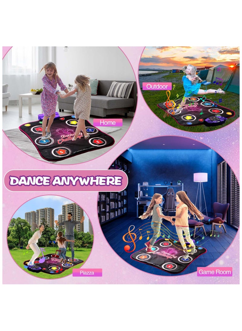 Dance Mat Toys Kids, with Light-up 6-Button Wireless Bluetooth Built in Music, Music Dance with 5 Game Modes, Dance Toys Gifts, Birthday Xmas Gifts for Kids 3 4 5 6 7 8 9 10+ Girls Boys