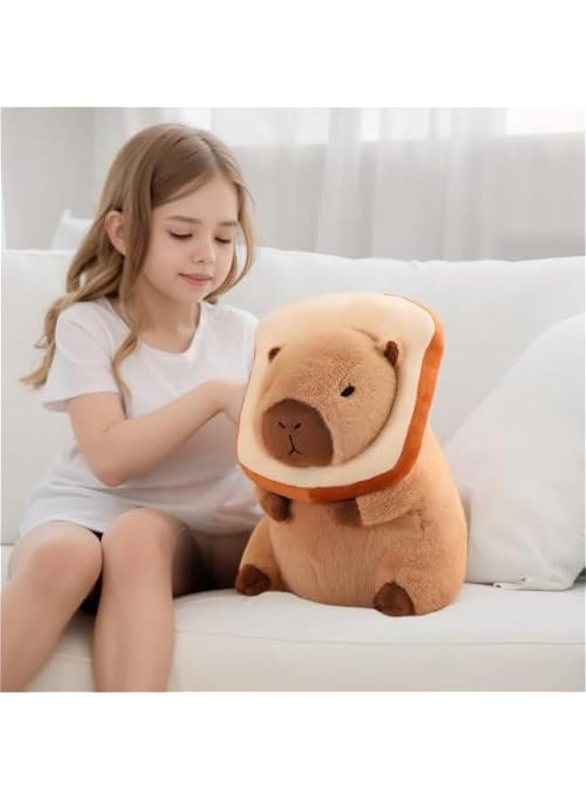 Cute Capybara Plush Kawaii Soft Capybara Plush Doll Pillow with Bread Capybara Stuffed Aniamls Toys for Girls Kids Adults Birthdays s Gift 12 inch